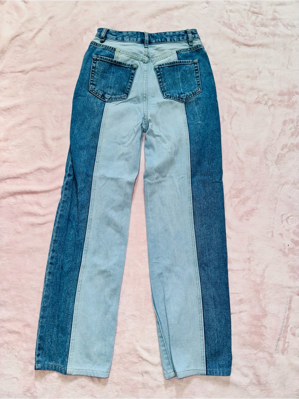 PacSun Two-Tone Blue Straight Leg Jeans - Picture 6 of 14